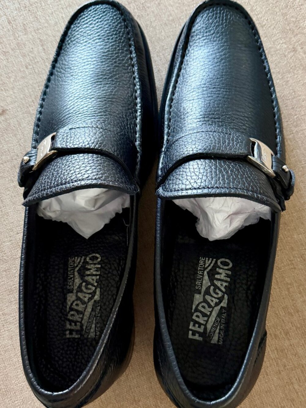 Men's Ferragamo Loafer Shoes, Size: 9-1/2 D, Color: NERO CALF